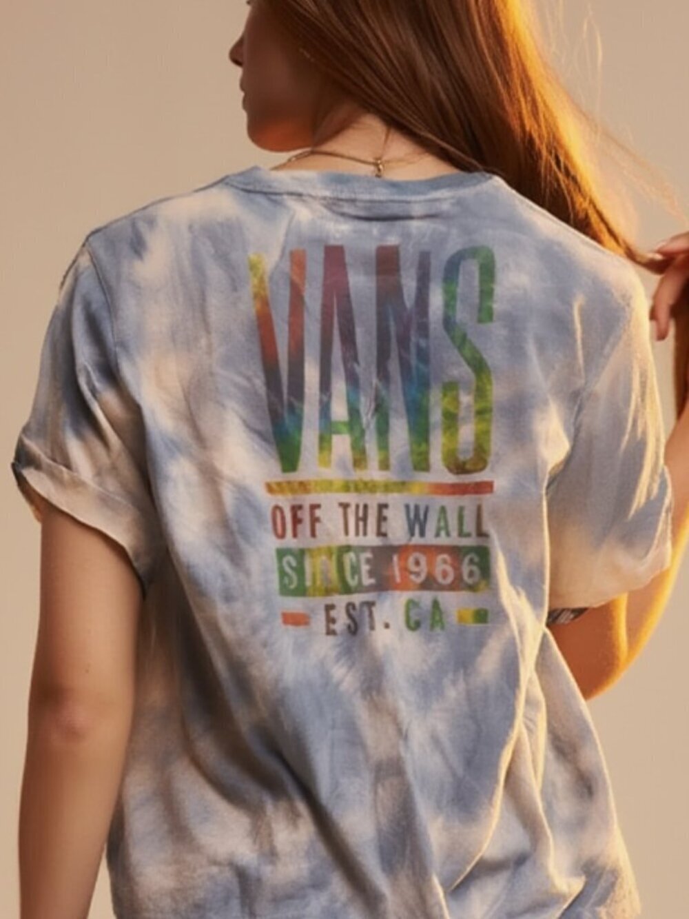 Vans Off the Wall Size XL Tie Dye Distressed Cotton Tee Shirt T-Shirt Grunge